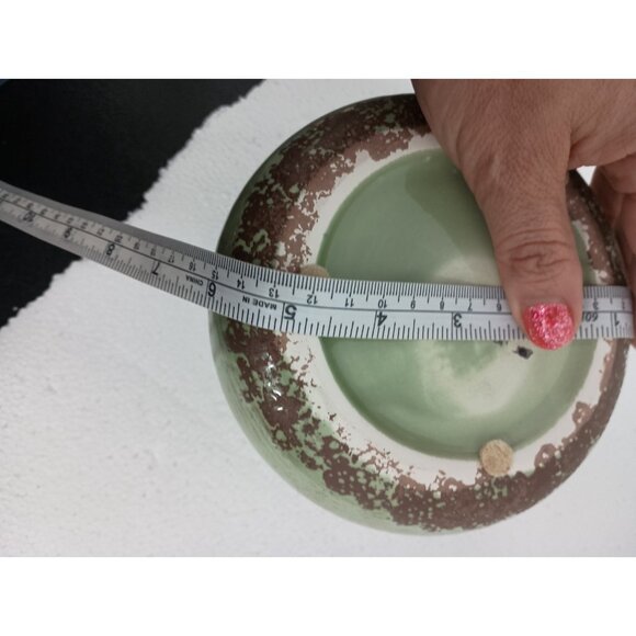 Vintage Italian Pottery Clay Double Handled Mint Green Vase Rustic Mid Century - Picture 10 of 10